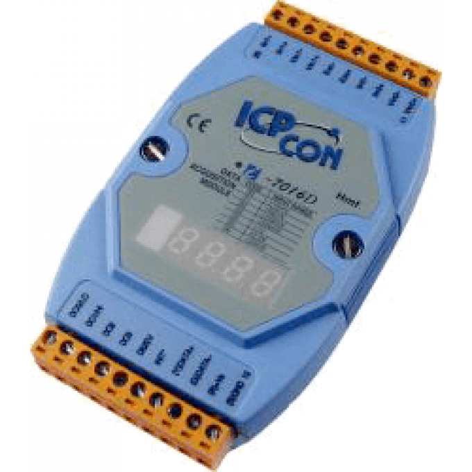 I-7016D CR Модуль с 2 каналами ввода подключения тензометрического датчика, с индикацией ICP DAS (00-01094323) DIN-рейку RS-485 I-7016D-CR