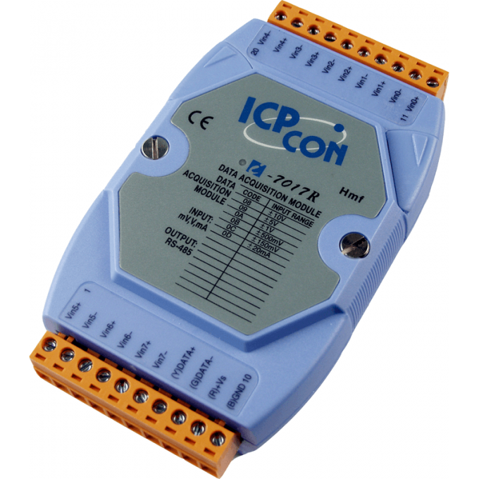 I-7017R CR Модуль с 8 каналами аналогового ввода (защищенное исполнение) ICP DAS (00-01146227) 8 каналов Modbus RTU I-7017R-CR