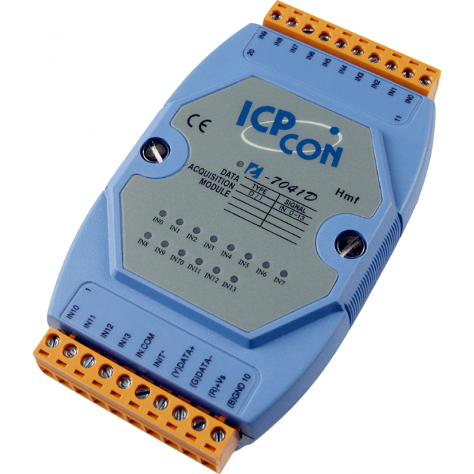 I-7041D CR Модуль с 14 каналами изолированного дискретного ввода, с индикацией, последовательная шина ICP DAS (00-01086880) 14 входов RS-485 I-7041D-CR
