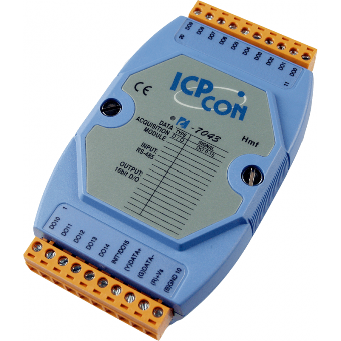 I-7043 CR Модуль с 16 каналами неизолированного дискретного вывода, последовательная шина ICP DAS (00-01079146) RS-485 -25 до +75°С I-7043-CR
