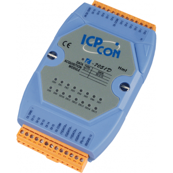 I-7051D CR Модуль с 16 каналами изолированного дискретного ввода, с индикацией, последовательная шина ICP DAS (00-01152505) 16 дискретных входов RS-48