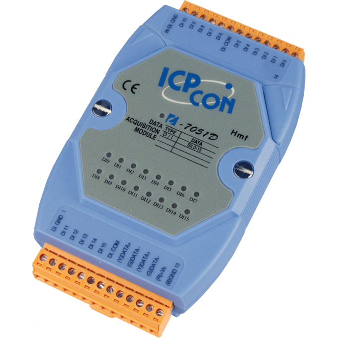 I-7051D CR Модуль с 16 каналами изолированного дискретного ввода, с индикацией, последовательная шина ICP DAS (00-01152505) 16 дискретных входов RS-48 I-7051D-CR