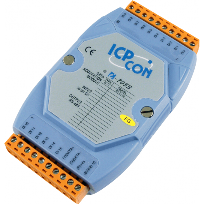 I-7053D_FG CR Модуль с 16 каналами неизолированного дискретного ввода, с индикацией, последовательная шина ICP DAS (00-01087121) 16 дискретных входов I-7053D_FG-CR