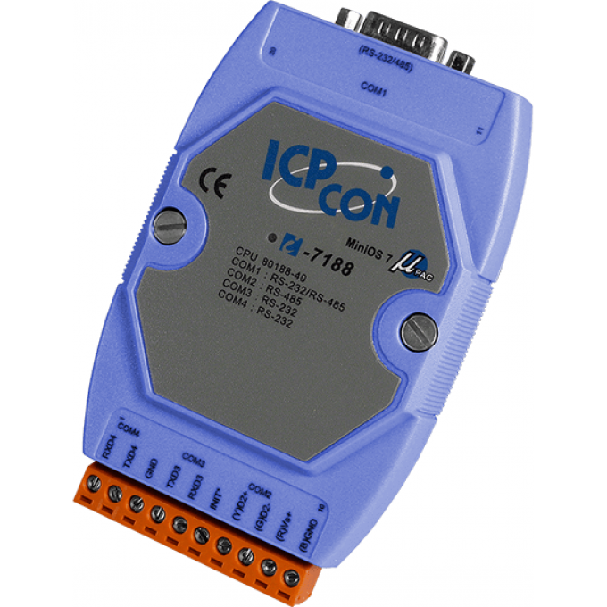 I-7188E5-485 CR программируемый контроллер с 5 COM-портами (1 x RS-232, 4 x RS-485) ICP DAS (00-01162134) MiniOS7 на DIN-рейку I-7188E5-485-CR