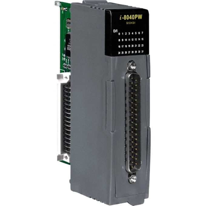 Высокопрофильный модуль ввода, 32 канала дискретного ввода, контакт с внешним питанием, с низкочастотным фильтром, с изоляцией до 3750В, параллельная шина, ICP DAS Пластик I-8040PW