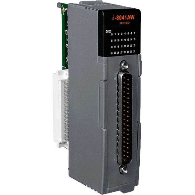 Высокопрофильный модуль вывода, 32 канала дискретного вывода, открытый коллектор, тип источник, с изоляцией до 3750В, параллельная шина, ICP DAS Пластик I-8041AW