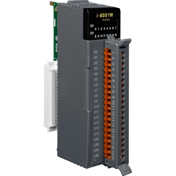 Высокопрофильный модуль ввода, 16 каналов дискретного ввода, сухой контакт, без с изоляции, параллельная шина, ICP DAS Пластик I-8051W