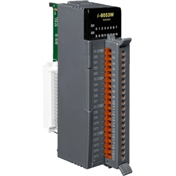 I-8053W Высокопрофильный модуль ввода, 16 каналов дискретного ввода, контакт с внешним питанием, с изоляцией до 3750В, параллельная шина, ICP DAS пластик