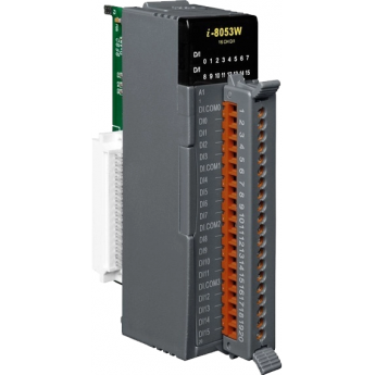 I-8053W-A1 Высокопрофильный модуль ввода, 16 каналов дискретного ввода, контакт с внешним питанием, с изоляцией до 3750В, параллельная шина, ICP DAS пластик