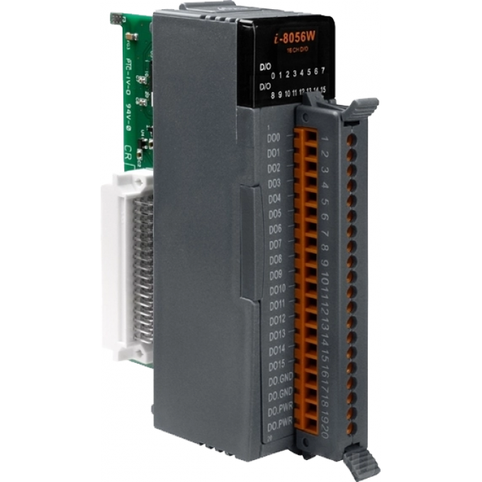Высокопрофильный модуль вывода, 16 каналов дискретного вывода, открытый коллектор, без изоляции, параллельная шина, ICP DAS Пластик I-8056W