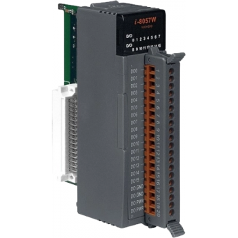 I-8057W Высокопрофильный модуль вывода, 16 каналов дискретного вывода, открытый коллектор, с изоляцией до 3750В, параллельная шина, ICP DAS пластик