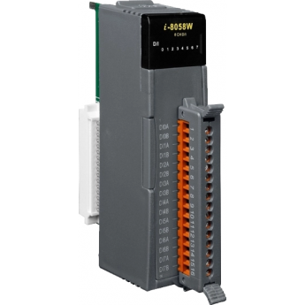 I-8058W Высокопрофильный модуль ввода, 8 каналов дискретного ввода 80-250В AC, контакт с внешним питанием, с изоляцией до 5000В, параллельная шина, ICP DAS пластик