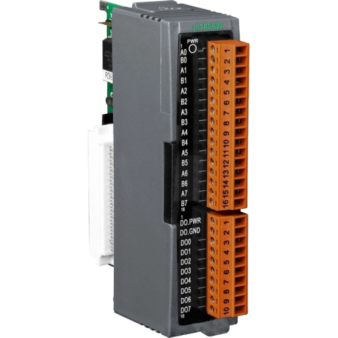 Высокопрофильный модуль 8-канального ввода термисторов и 8-канального дискретного вывода (цвет серый), ICP DAS пластик I-87005W