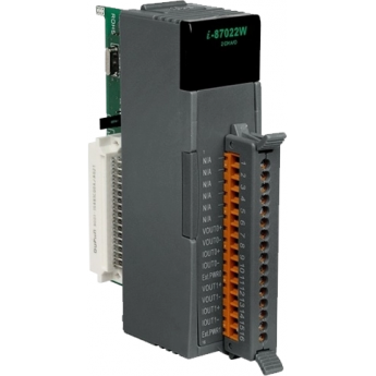 I-87022W Высокопрофильный модуль вывода, 2 канала аналогового вывода, 12-бит, последовательная шина, ICP DAS пластик I-87022W Высокопрофильный модуль вывода, 2 канала аналогового вывода, 12-бит, последовательная шина, ICP DAS пластик