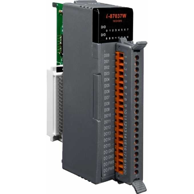 Высокопрофильный 16-канальный модуль дискретного вывода с изоляцией, 16 каналов, ICP DAS пластик I-87037W