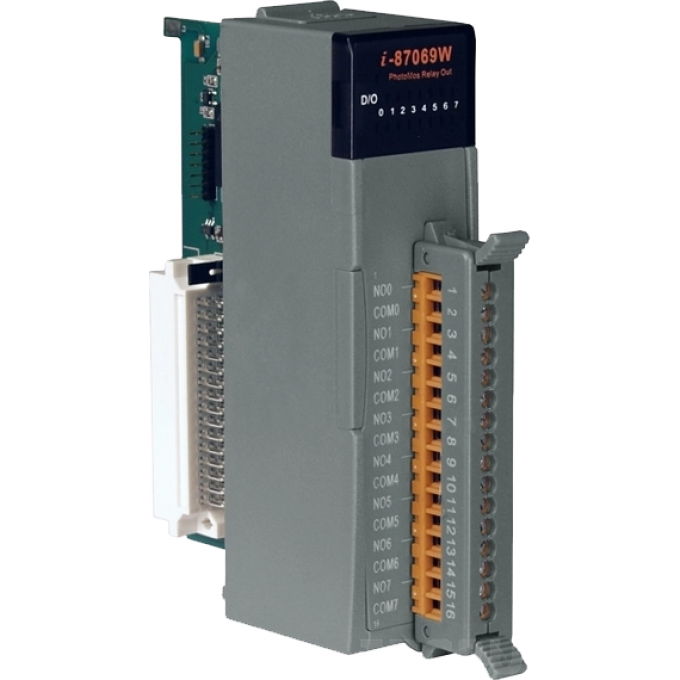 Высокопрофильный 8-канальный модуль дискретного вывода с фотоМОП реле, последовательная шина, ICP DAS пластик I-87069W