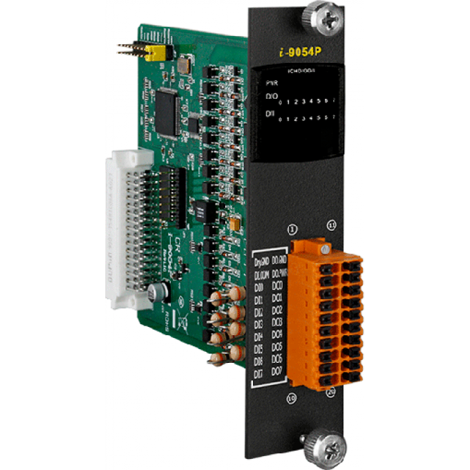 Модуль ввода-вывода, электронный модуль контроллера, 8 каналов дискретного ввода, 8 каналов дискретного вывода, 5VDC-in, ICP DAS Бескорпусной I-9054P