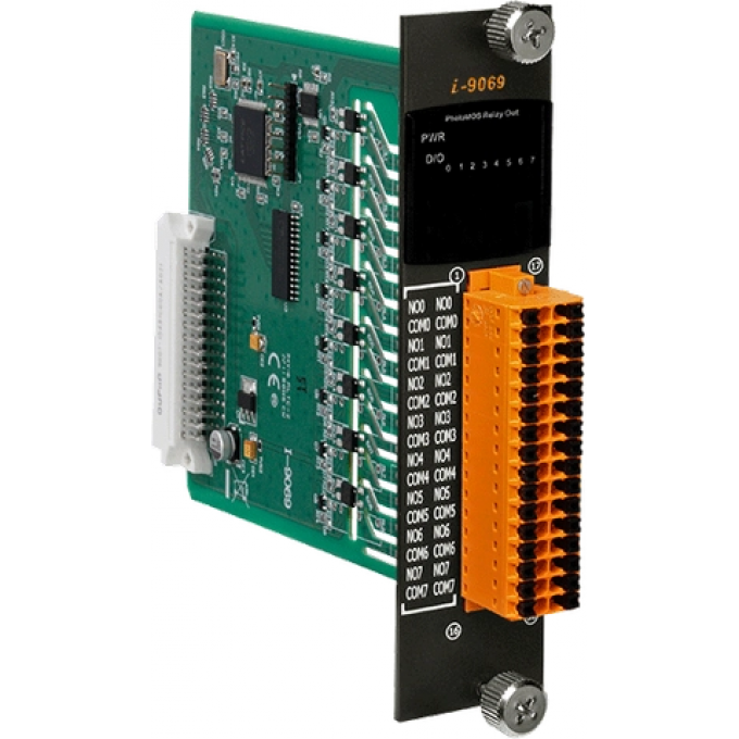Модуль ввода-вывода, 8 каналов вывода реле PhotoMOS 60V@1.0A/0.8A/0.7A, 5VDC-in, ICP DAS Бескорпусной I-9069